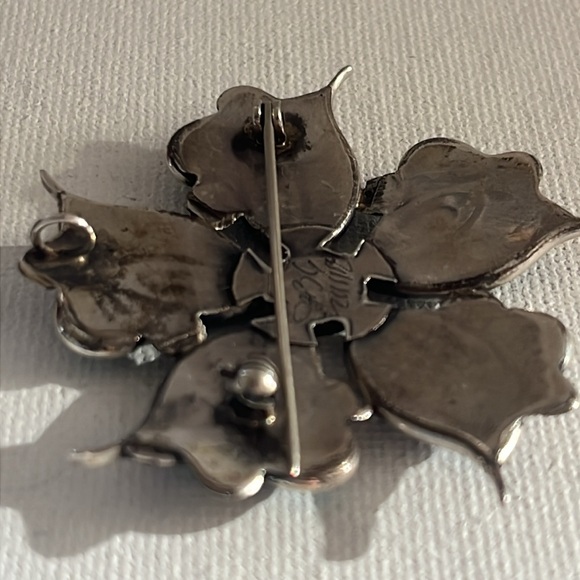 Vintage Signed Zuni Turquoise Silver Pin or Pendant - Rate Find! - Picture 6 of 9